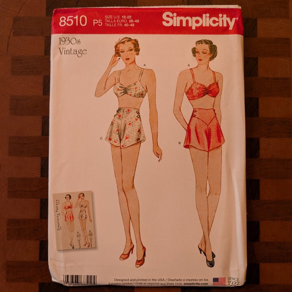 Simplicity 8510 - Uncut - 1930s Vintage - Sizes 12-20 - Under Garments